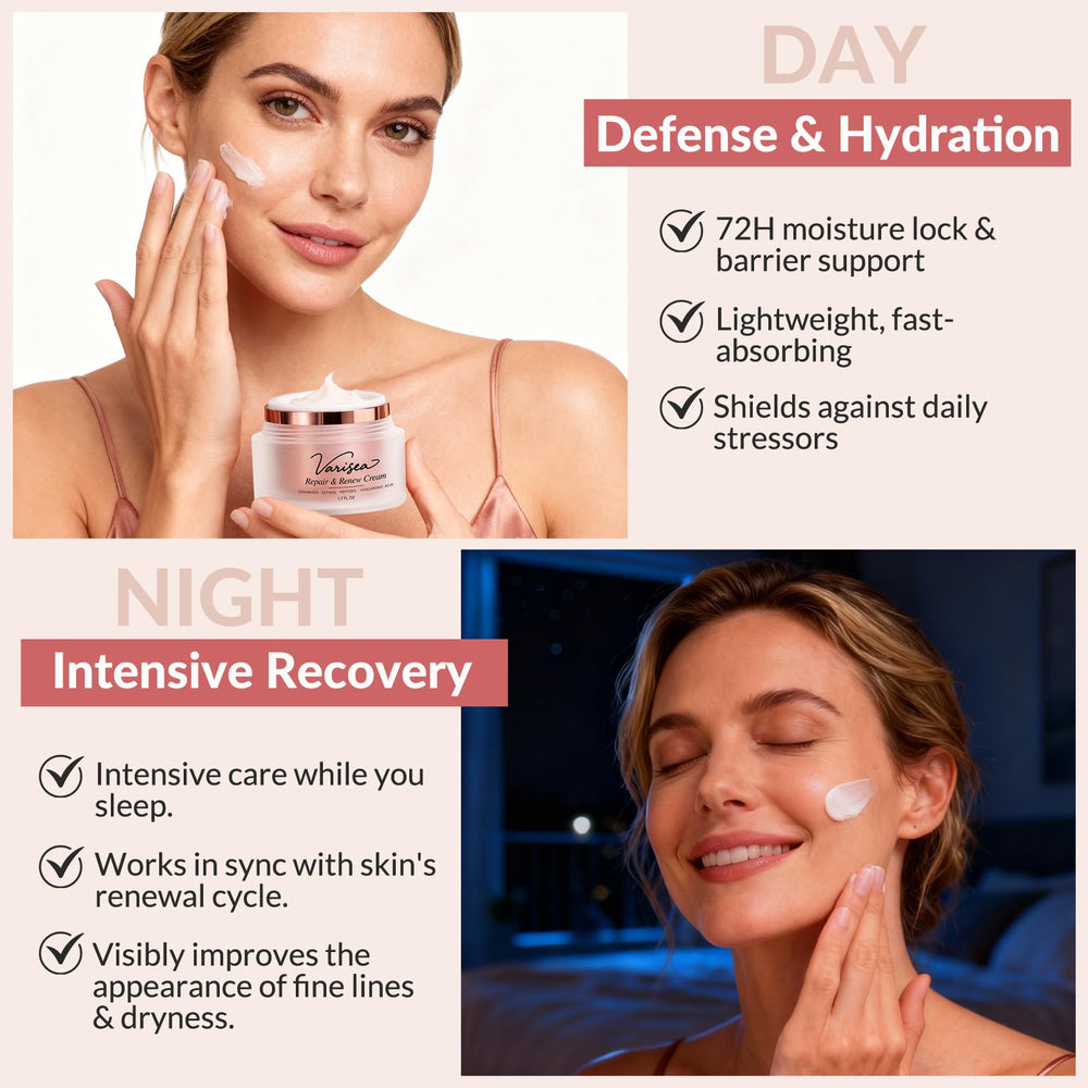 Varisea Crème Visage application soir, pénètre rapidement sans fini gras.