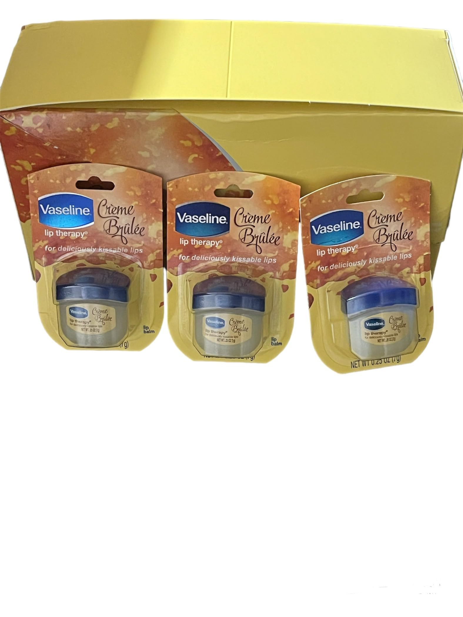 Vaseline baume levres creme brulee 25z — emballage pratique et hydratation rapide.