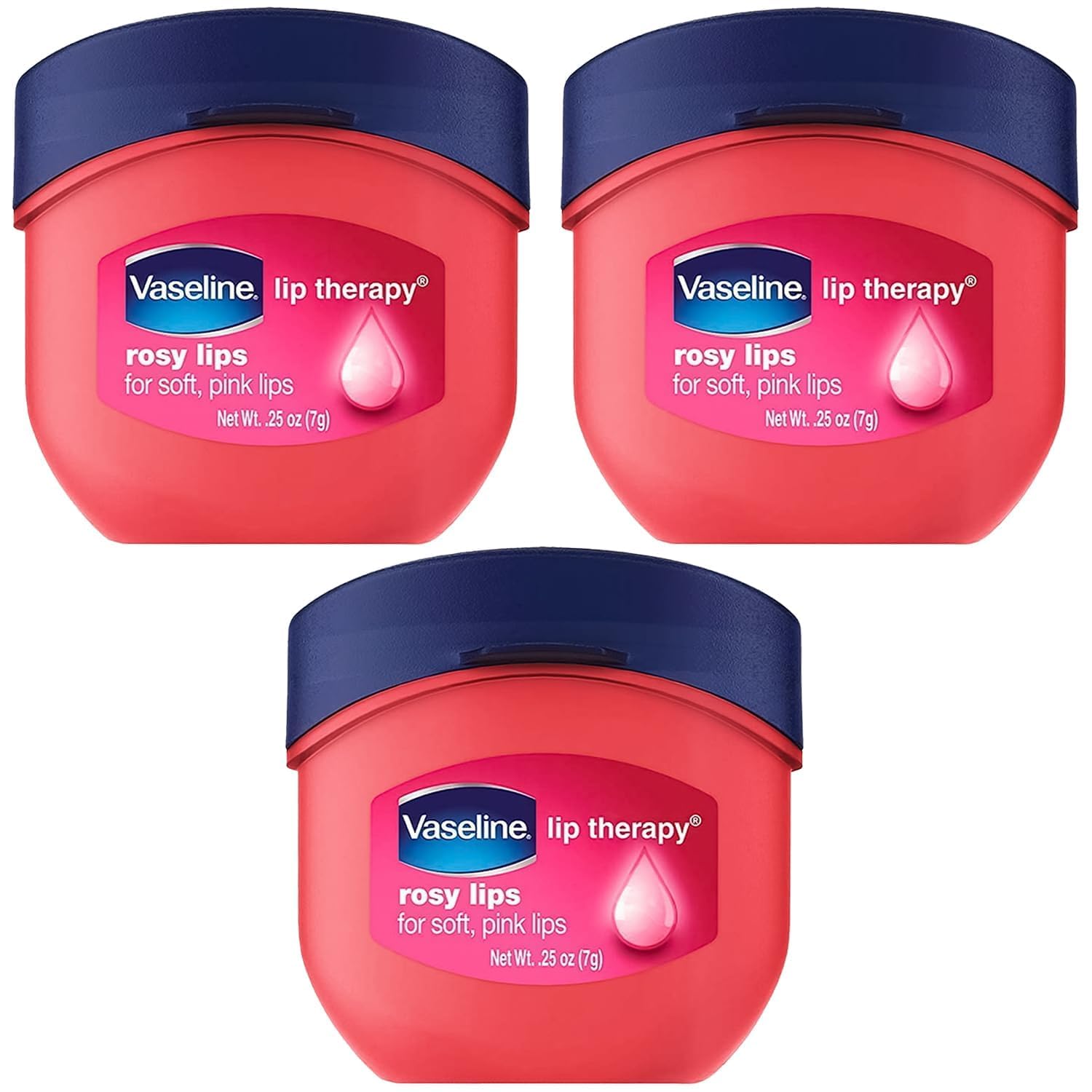 Baume Vaseline Lip Therapy Rosy Lips dans un mini-pot pour hydrater les lèvres.