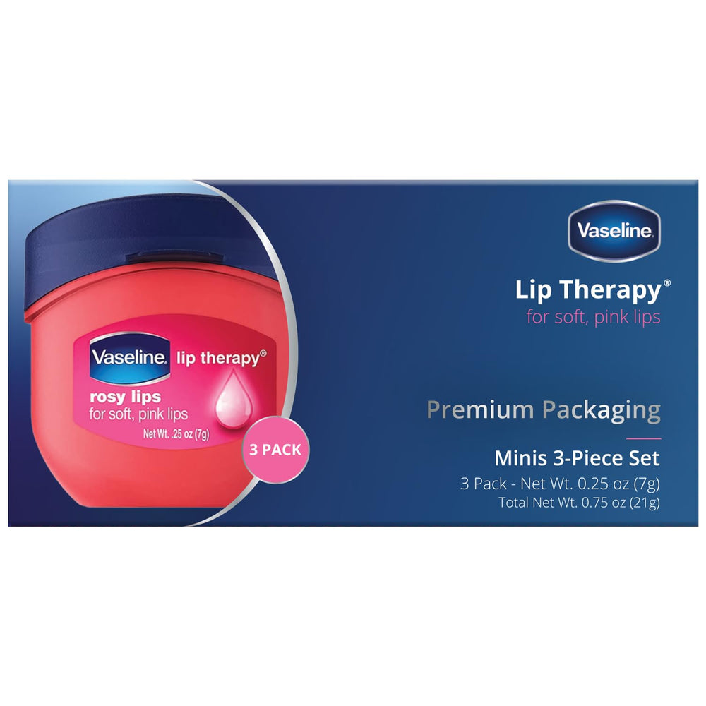 Baume Vaseline avec teinte rosée dans un mini-pot, pour lèvres douces.