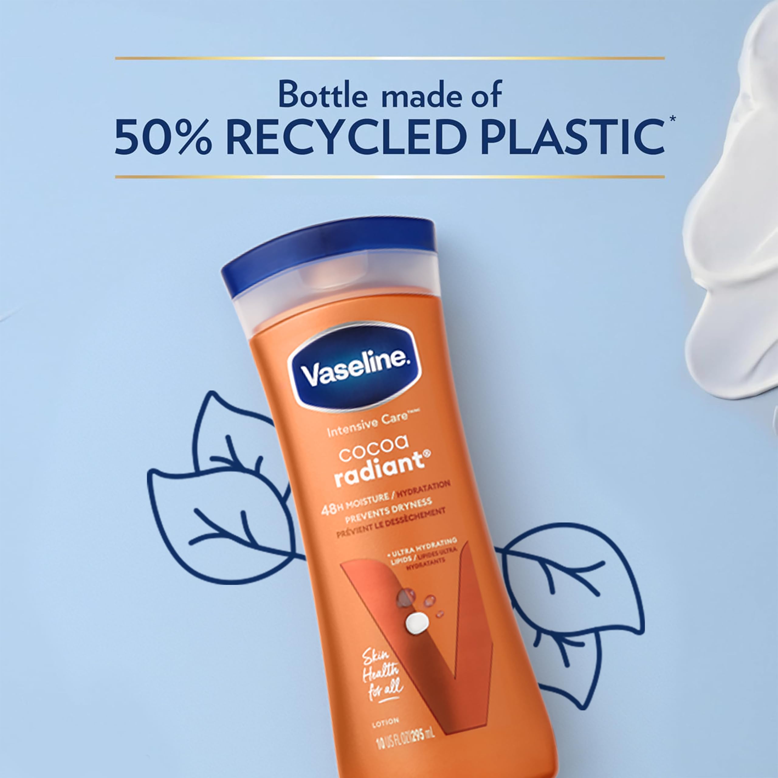 Vaseline Cocoa Radiant: design du flacon pratique et moderne.