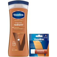 Vaseline Soin Hydratant Intensif au Cacao Radieux, lotion corps, hydratation durable et éclat.