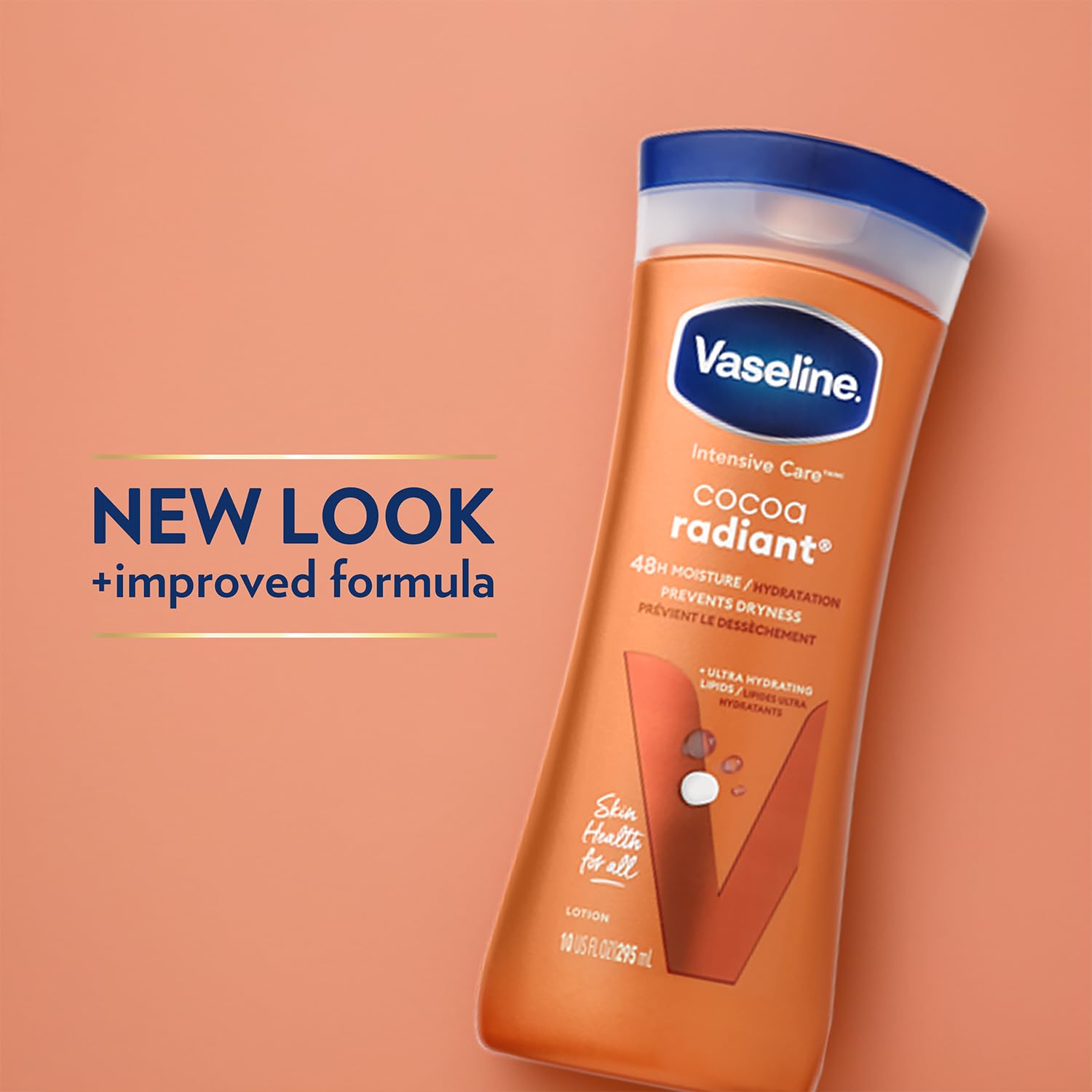 Emballage Vaseline Soin Hydratant au cacao radieux, expérience sensorielle.