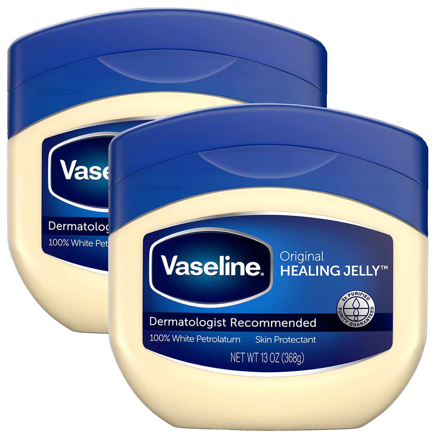 Vaseline Gelée de Pétrole, pack 2×370 ml, hydratation quotidienne.