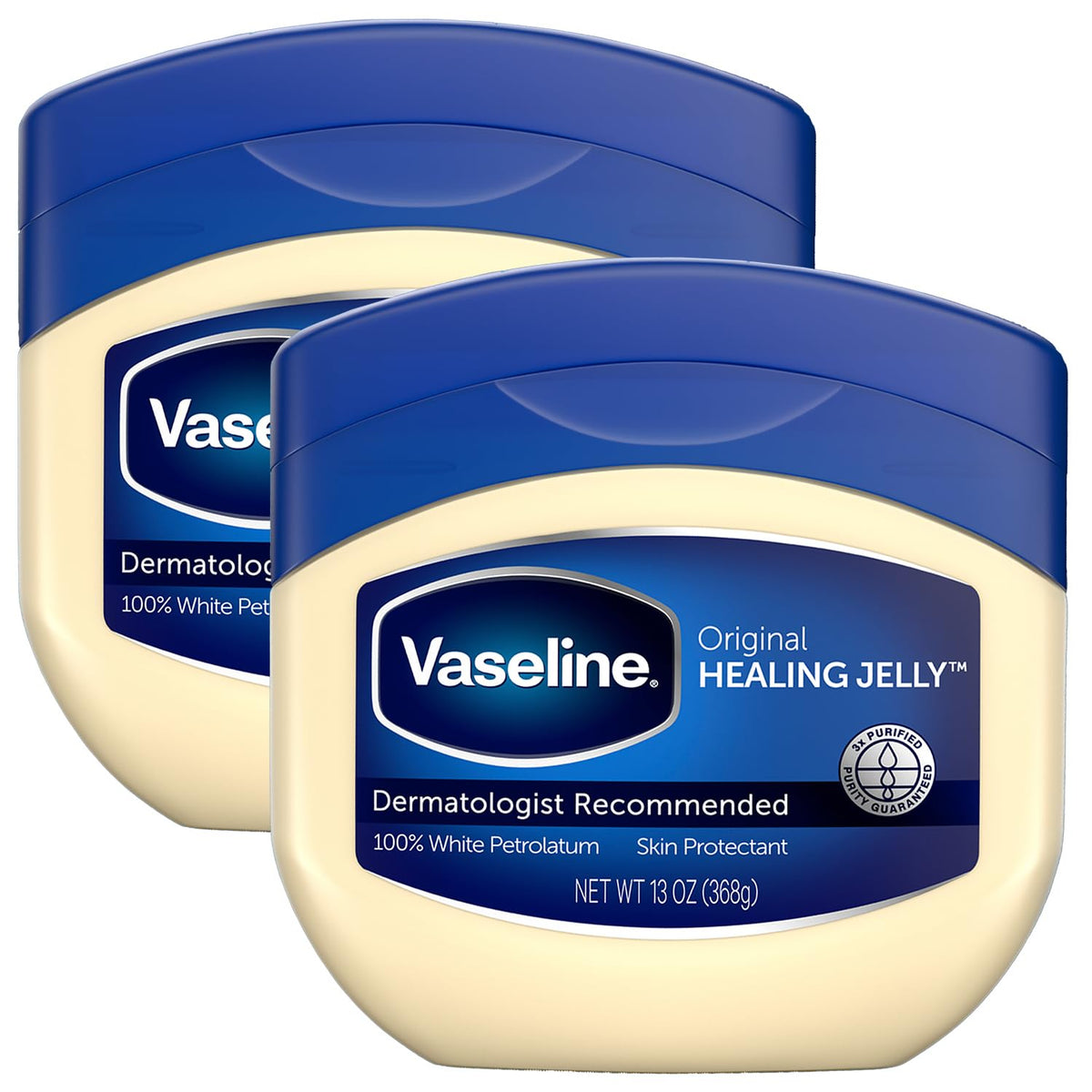 Vaseline Gelée de Pétrole, pack 2×370 ml, hydratation quotidienne.