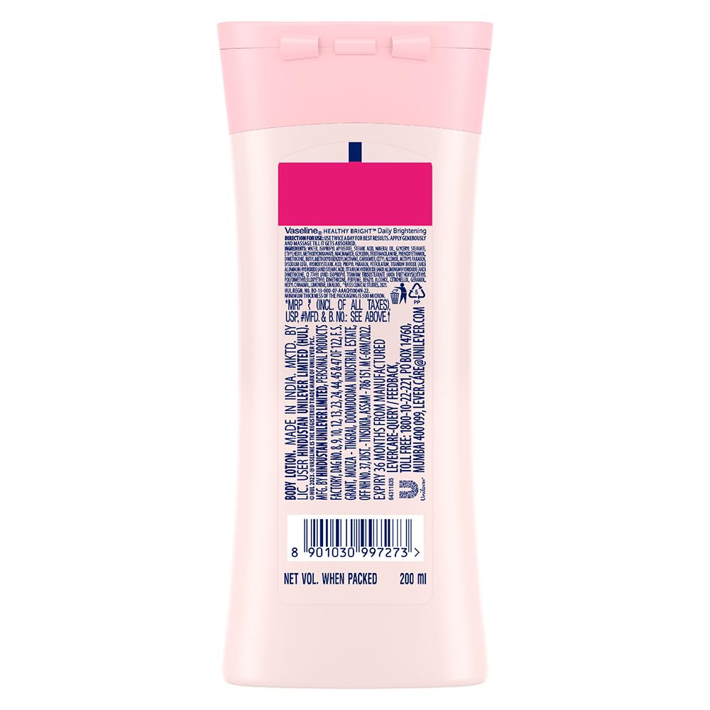 Texture crème de Vaseline Healthy Daily Body Lotion, soin nourrissant efficace.