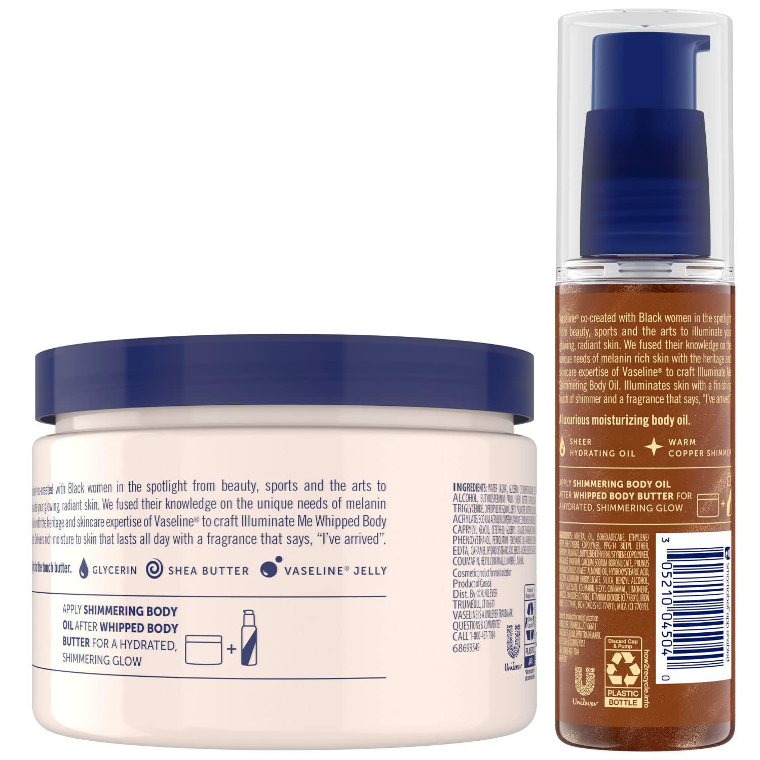 Vaseline Illuminate Me Huile-Corps Bronzeur avec éclat chaud pour peau mélaninée.