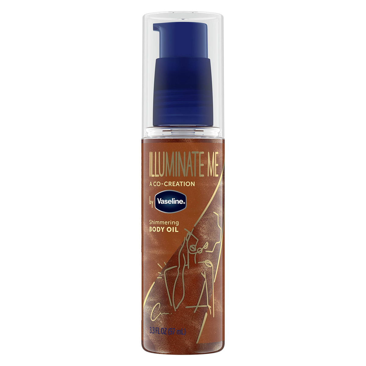 Vaseline Illuminate Me huile-corps scintillant cuivrée pour éclat durable sur peau mélanine élevée
