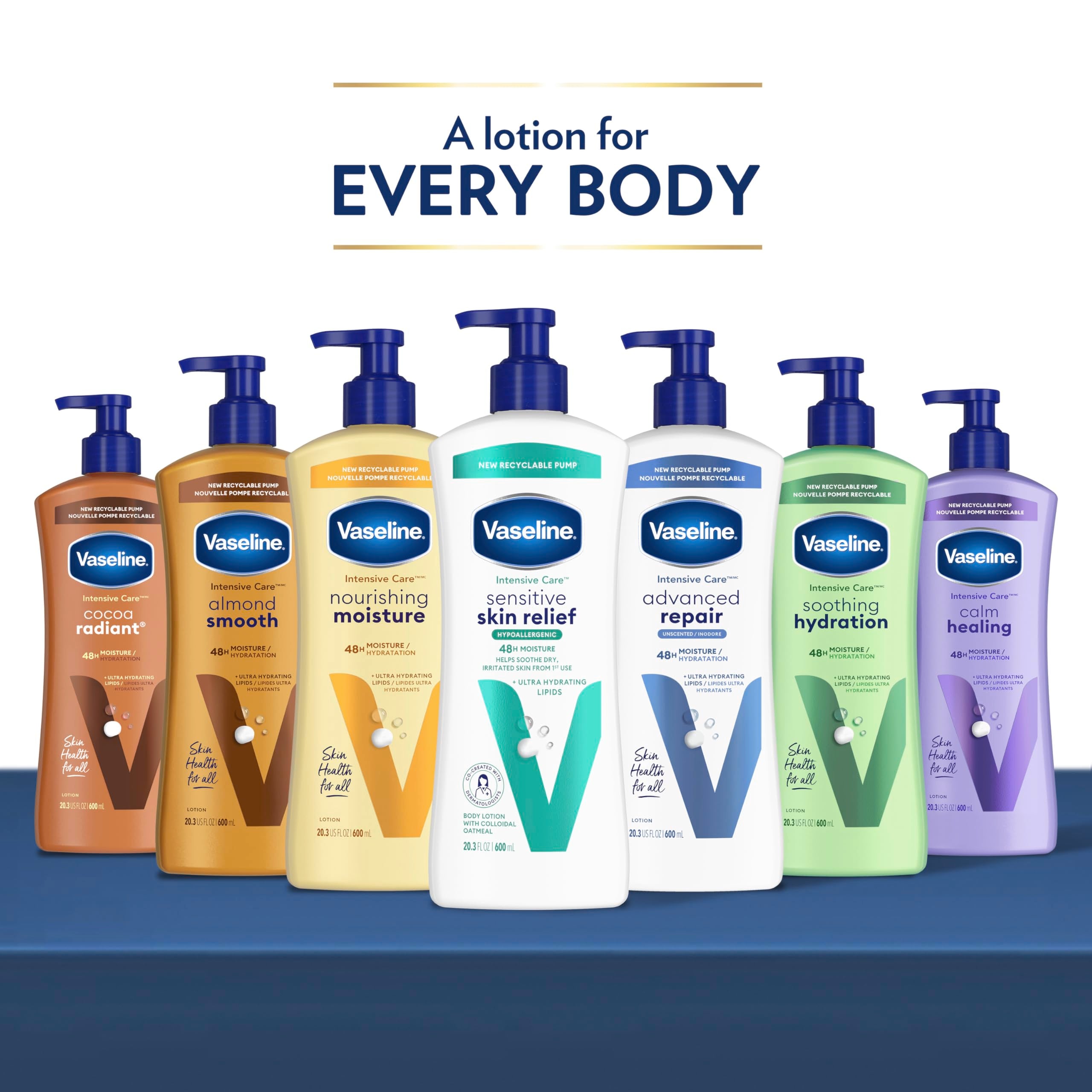 Vaseline Intensive Care Calm Healing Lotion, peau hydratée-longue: barrière renforcée.