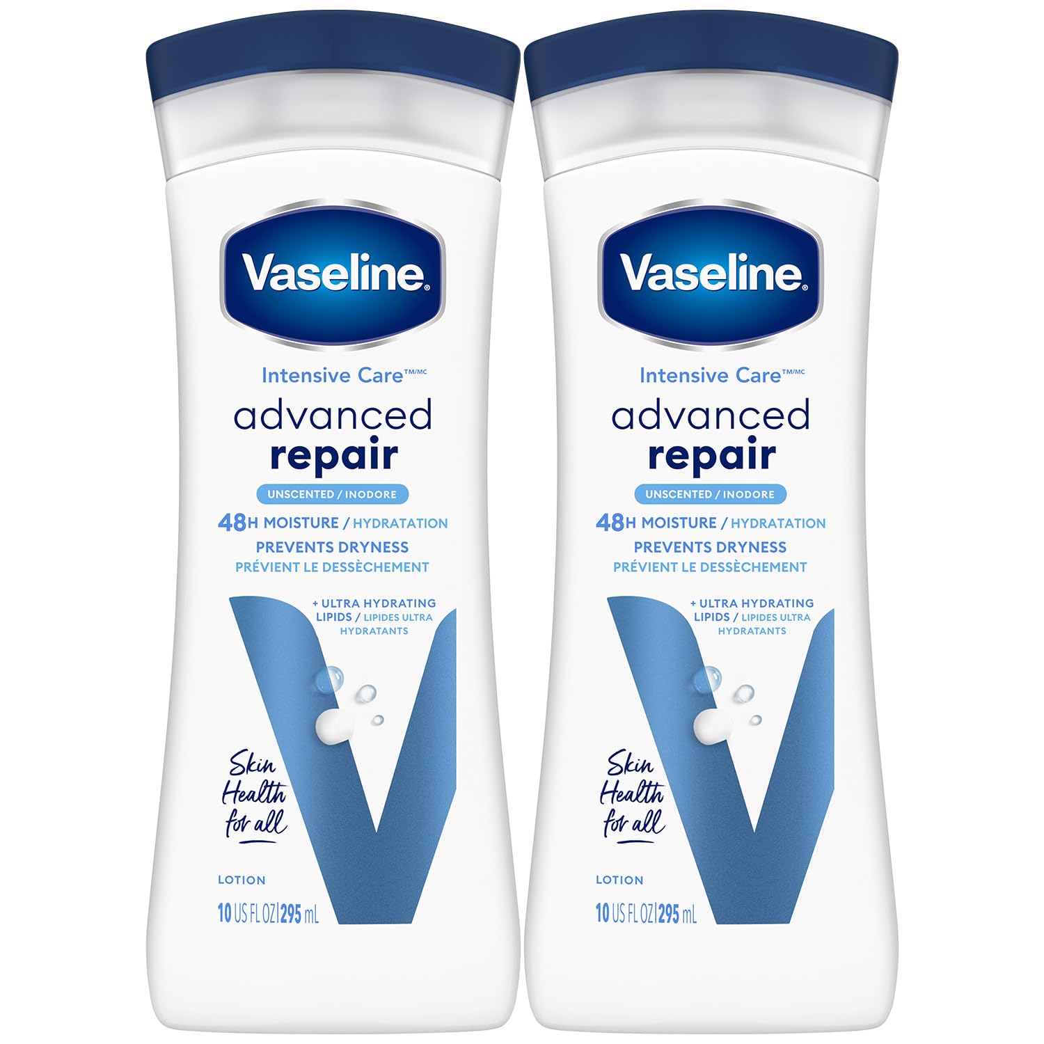 Vaseline Intensive Care Lotion Unscented 10oz bottle provides long-lasting moisture