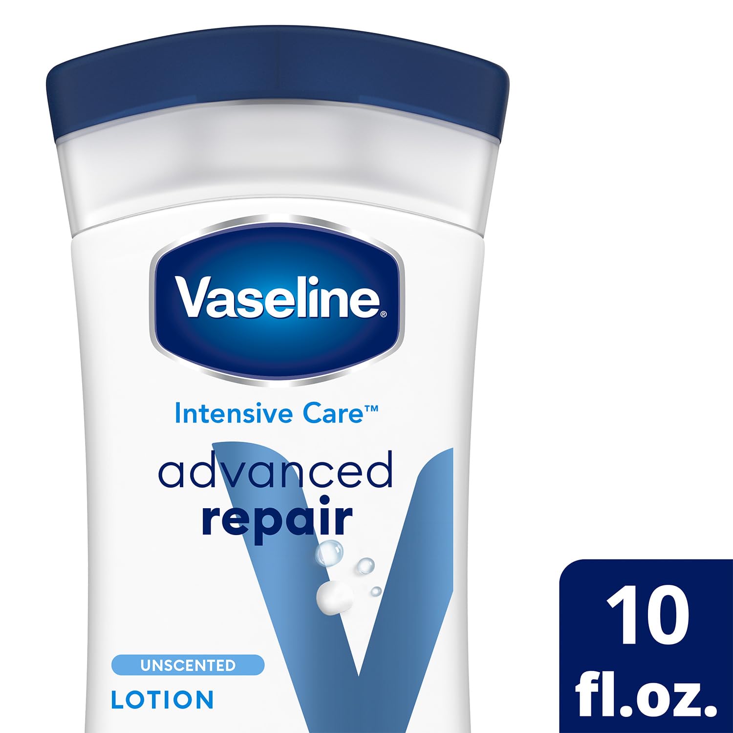Vaseline Intensive Care Lotion Unscented close-up texture for soft, hydrated skin