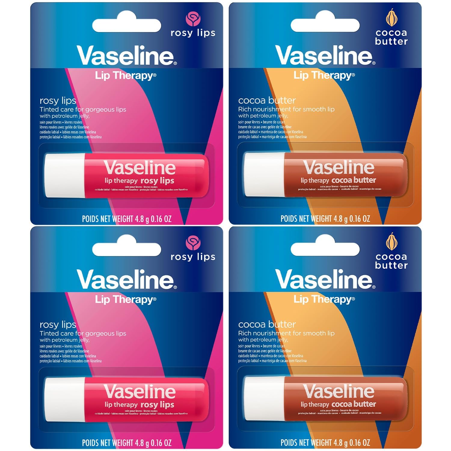 Vaseline Lip Therapy Lèvres Rosées, baume rosé pour lèvres douces et lumineuses.