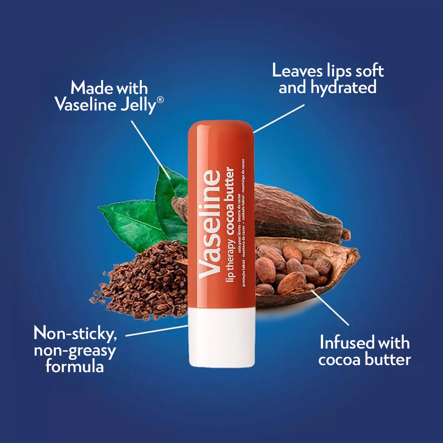 Texture non grasse du stick Vaseline Lip Therapy, soin rapide