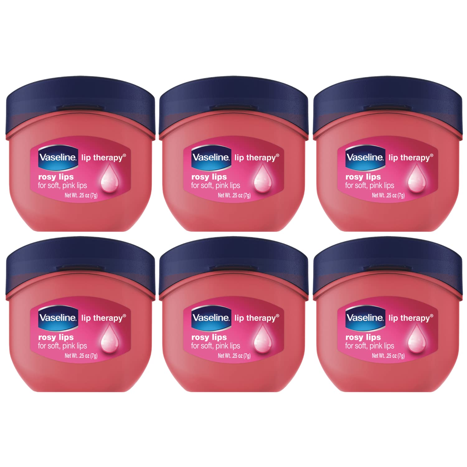 Soin Vaseline Lèvres Rosées, pot mini rose, hydratation légère.