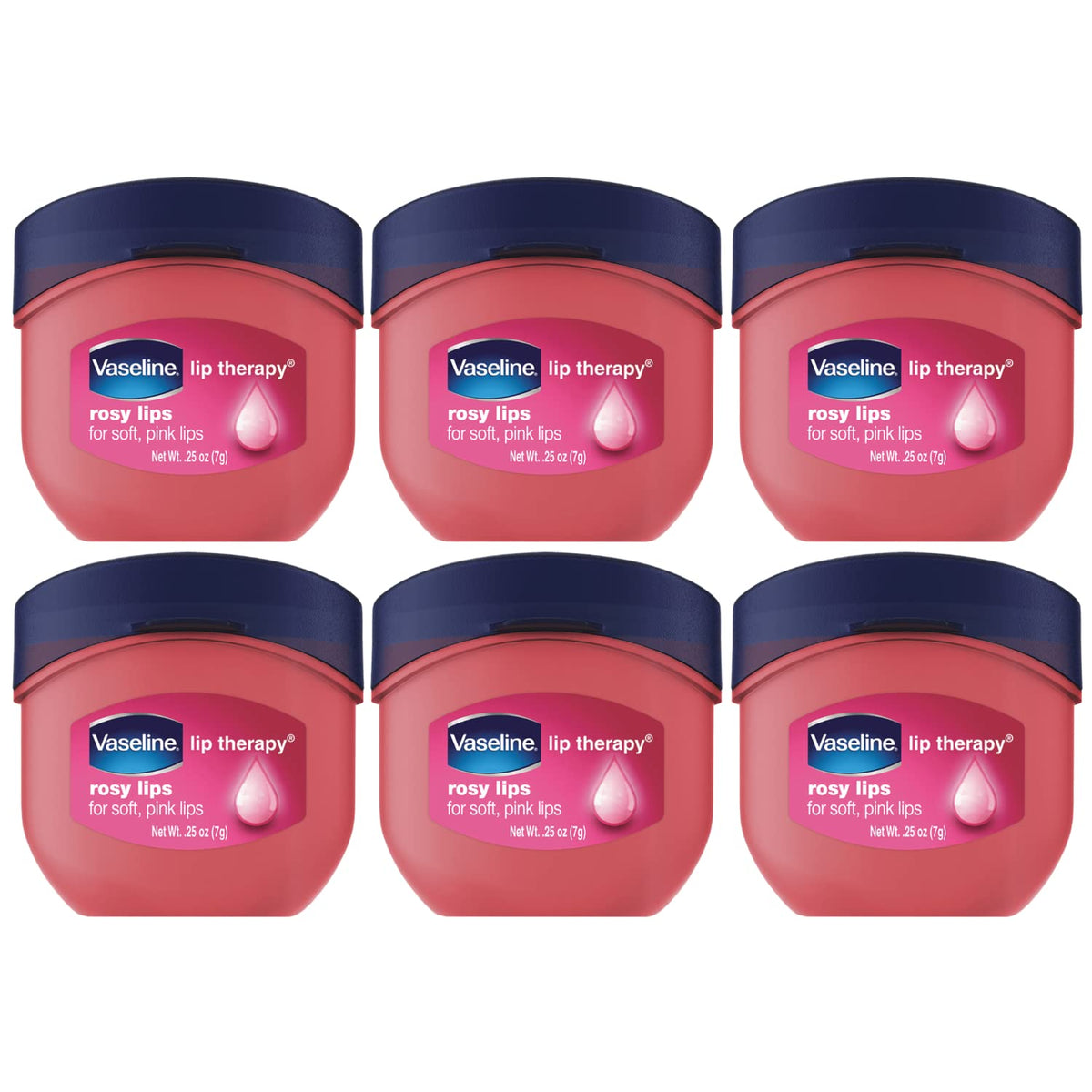 Soin Vaseline Lèvres Rosées, pot mini rose, hydratation légère.