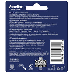 Vaseline Lip Therapy Original 8-pack back view, compact packaging for on-the-go lips.