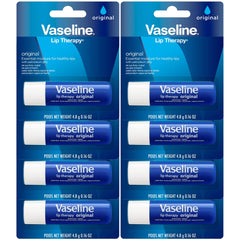 Vaseline Lip Therapy Original 8-pack front view, bulk lip care kit for everyday use.