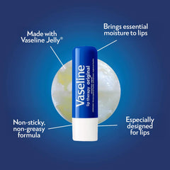 Vaseline Lip Therapy Original close-up detail, non-greasy formula for quick hydration.