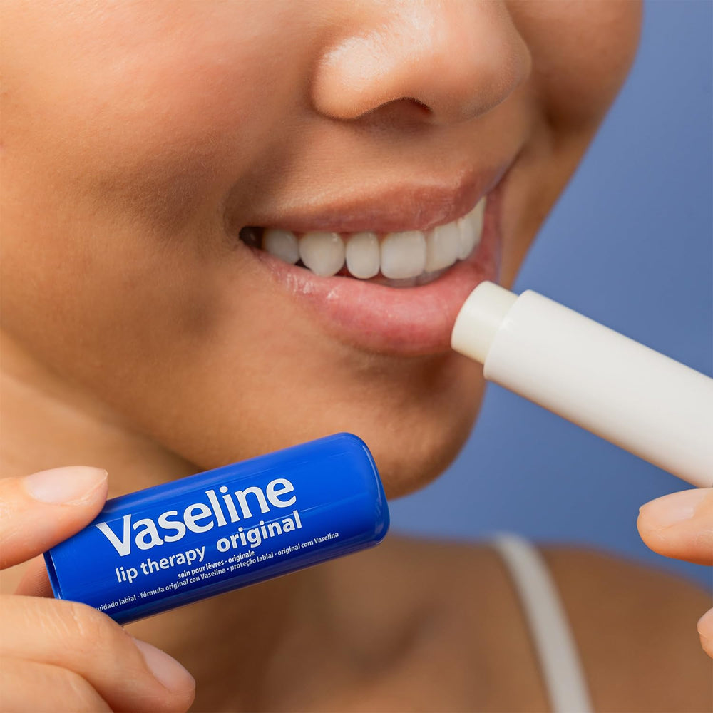 Vaseline Lip Therapy Original travel-size tube, pocket-friendly lip care.