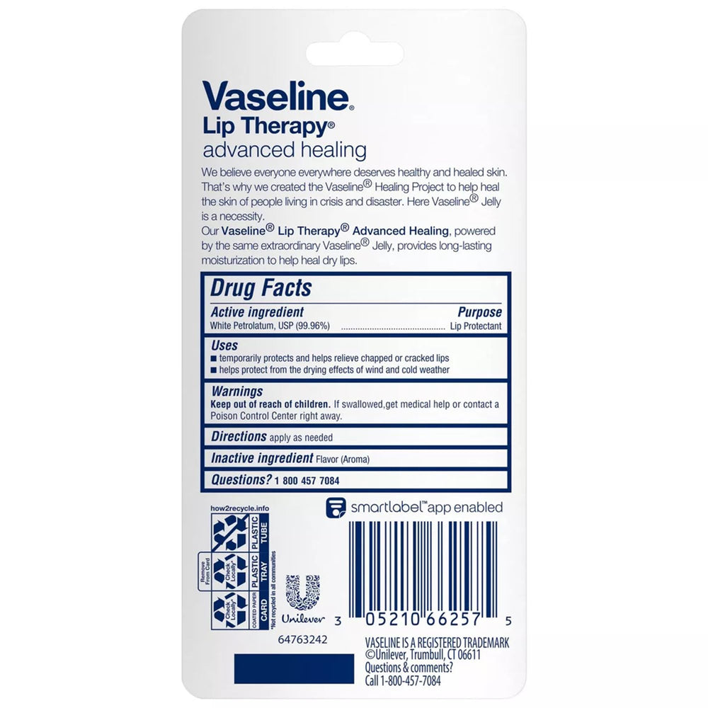 Soin Vaseline Avancé – soulagement rapide des lèvres sèches.