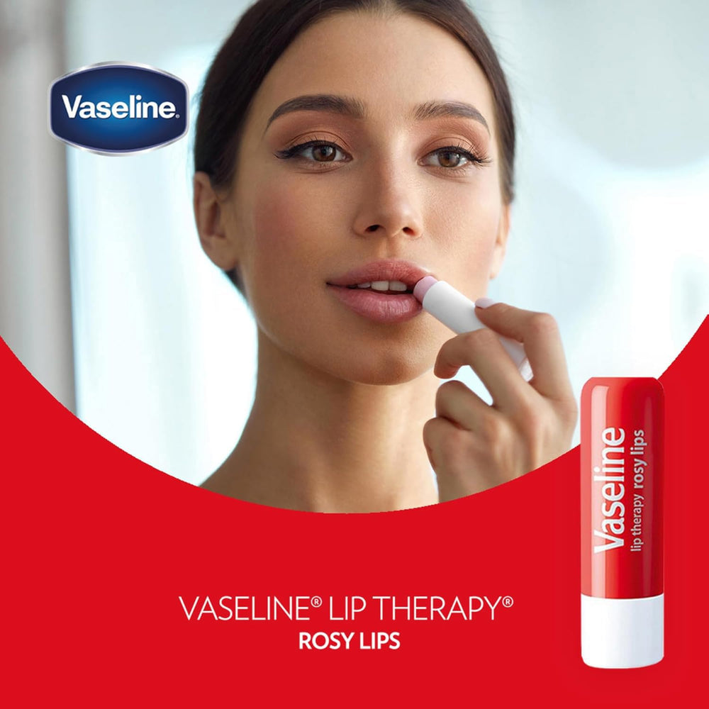 Hydratation profonde avec Vaseline Lip Therapy Rosy Lips pour lèvres confortables.