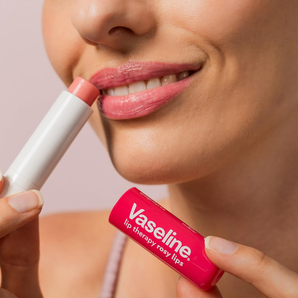 Vaseline Lip Therapy Rosy Lips pack in bag for convenient care