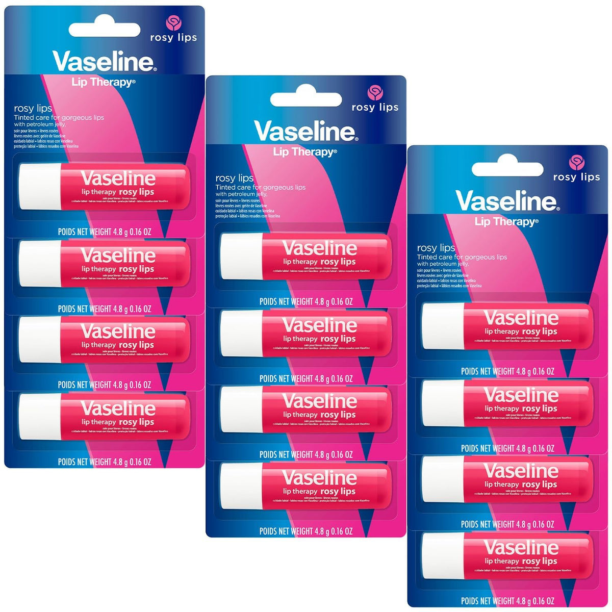Vaseline Lip Therapy Rosy Lips pack for daily hydration on the go