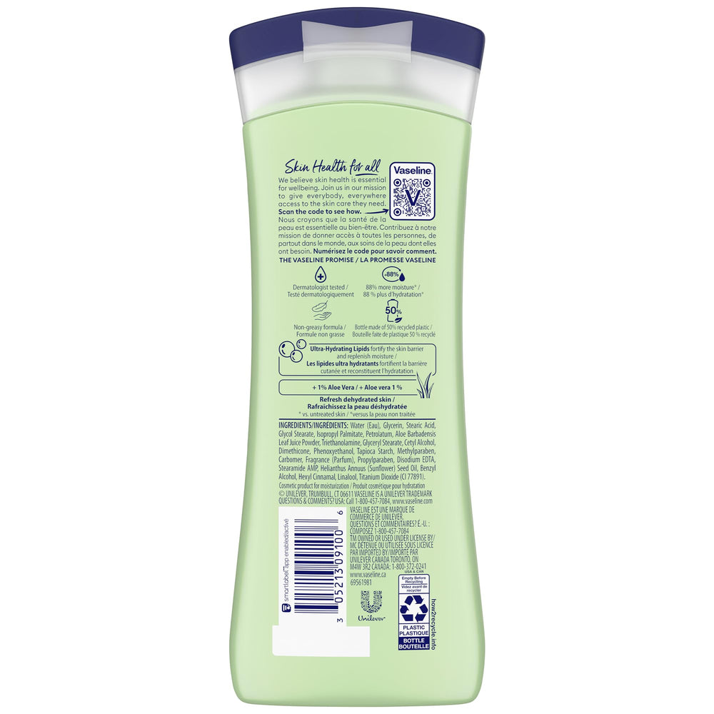 Vaseline Soothing Hydration Aloe Soothe — texture légère et absorption rapide sur la peau.