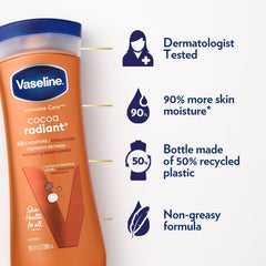 Application de la lotion au cacao radieux sur les mains, douceur rapide.