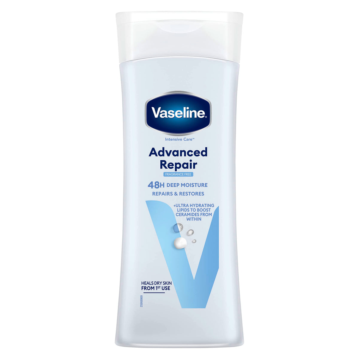 Vaseline Intensive Care Lotion – flacon 400 ml avec hydratation durable sans gras.