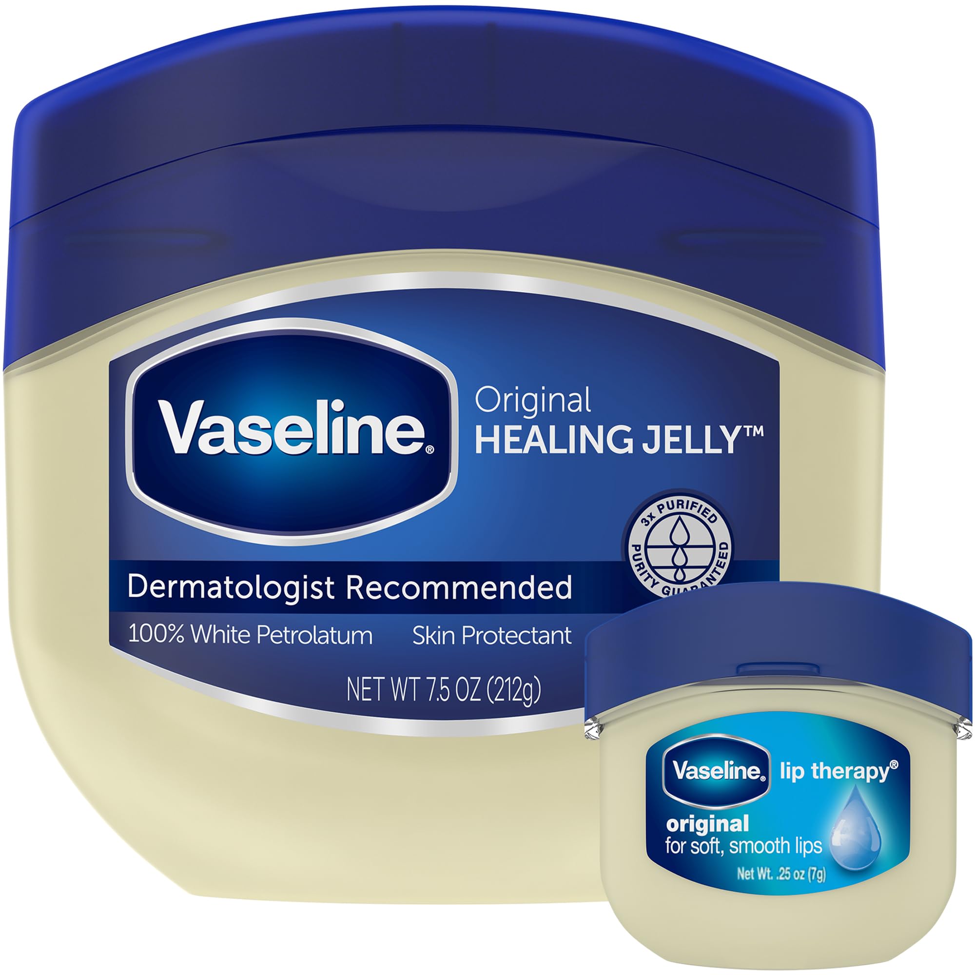 Vaseline Original Healing Jelly dans son pot de 7,5 oz offrant hydratation durable.
