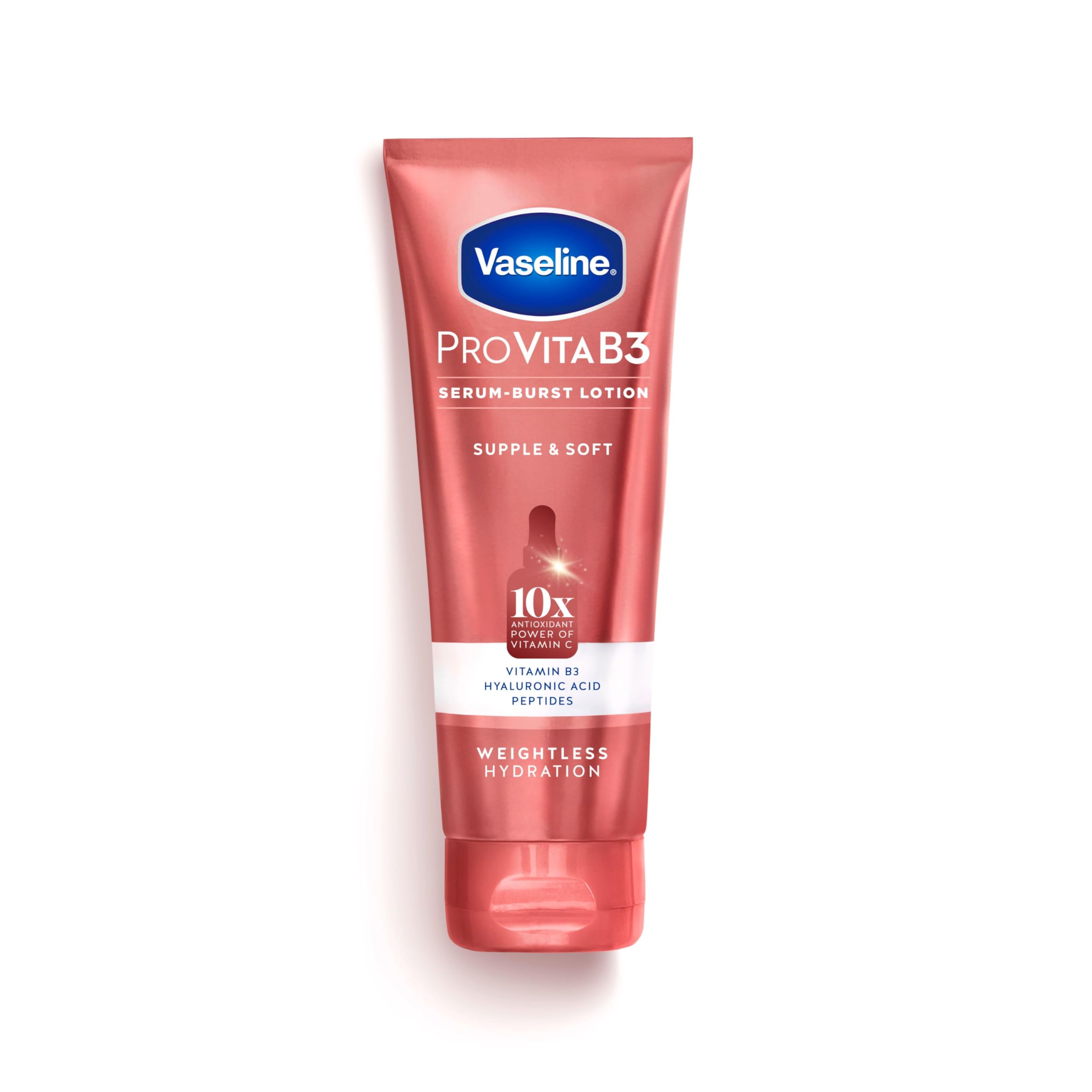Bouteille Vaseline Pro VitaB3, hydratation légère et durable sur la peau.