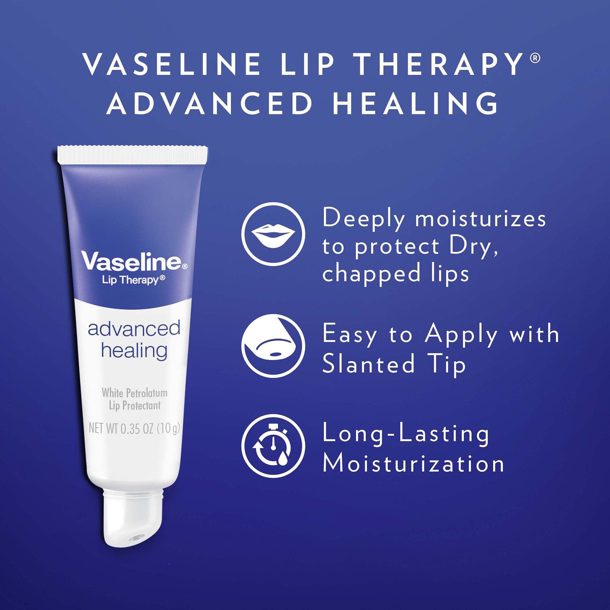 Vaseline Soin Lèvres Avancé, formule au pétrole purifiée pour une protection légère.