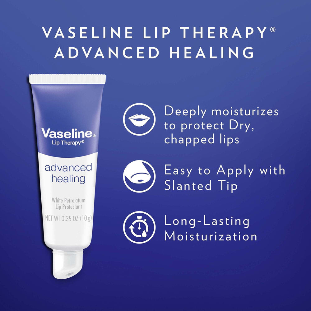 Vaseline Soin Lèvres Avancé, formule au pétrole purifiée pour une protection légère.
