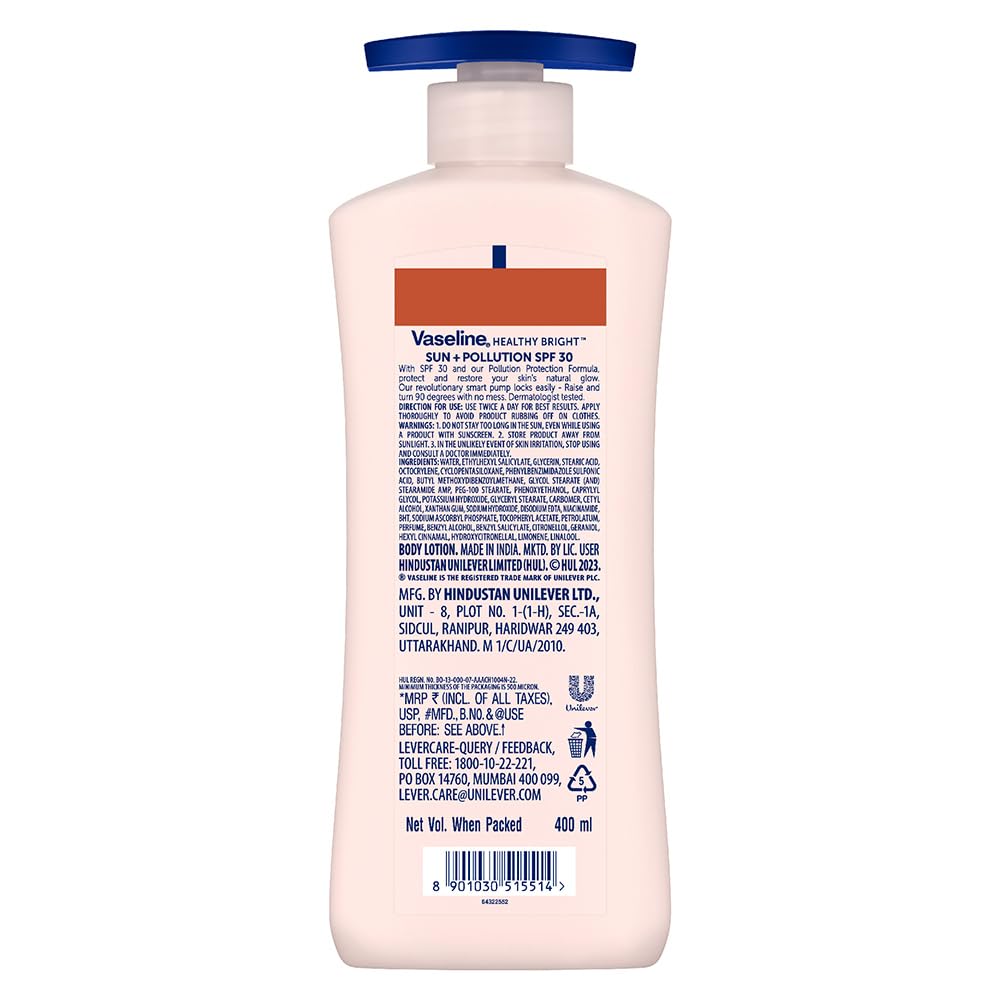 Vaseline Utilisation homme et femme, soin quotidien hydratant SPF30.