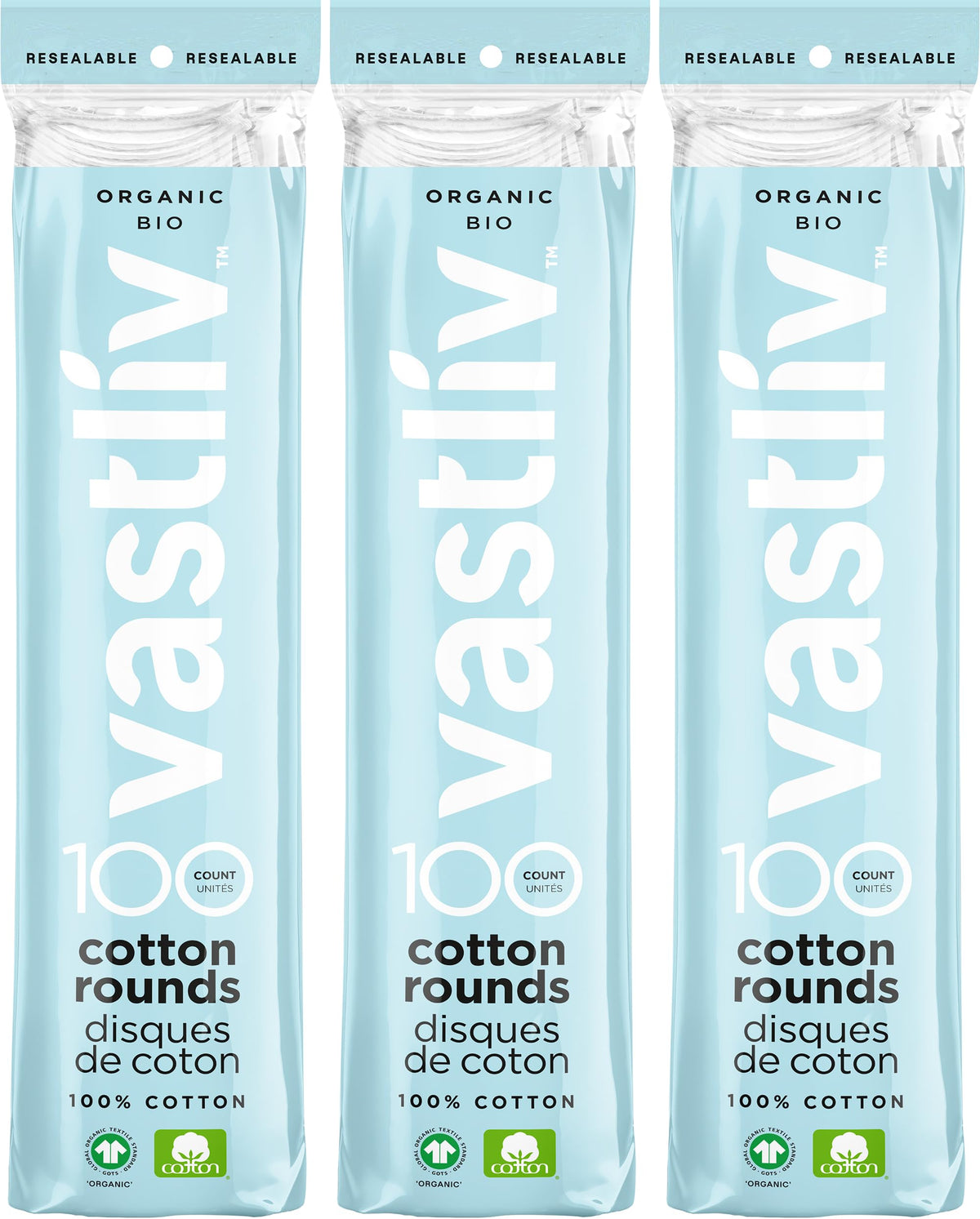 Disques Vastliv coton bio pour le visage, douceur et démaquillage sans peluches.