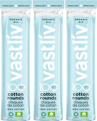 Disques Vastliv coton bio pour le visage, douceur et démaquillage sans peluches.