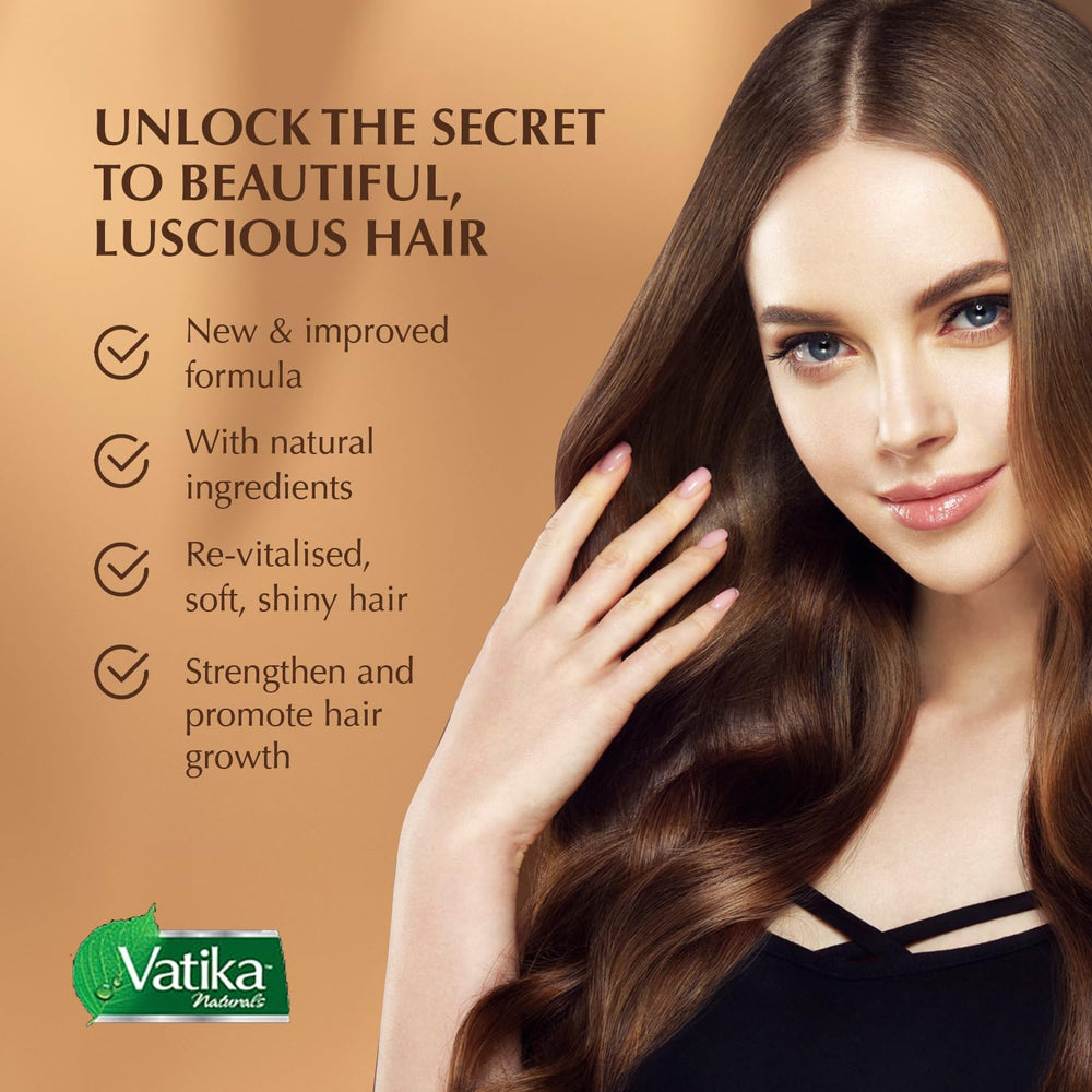 Vatika Naturals cheveux doux et brillants après chaque usage.