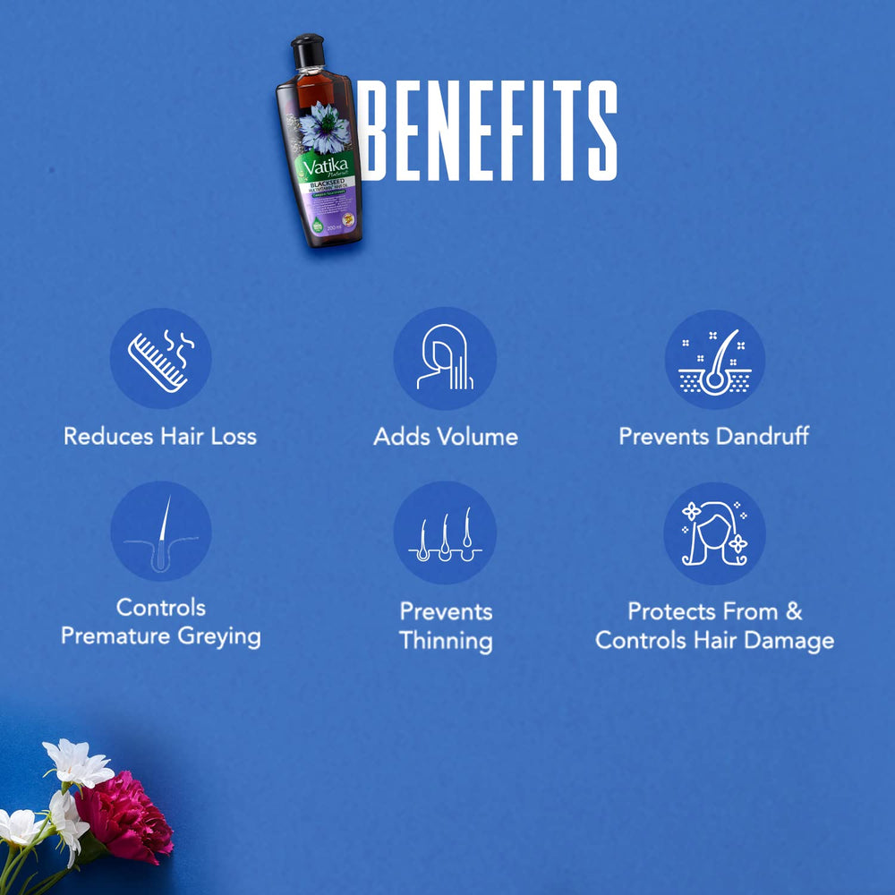 Vatika Naturals huile nigelle - brillance et douceur visibles sur longueurs et racines.