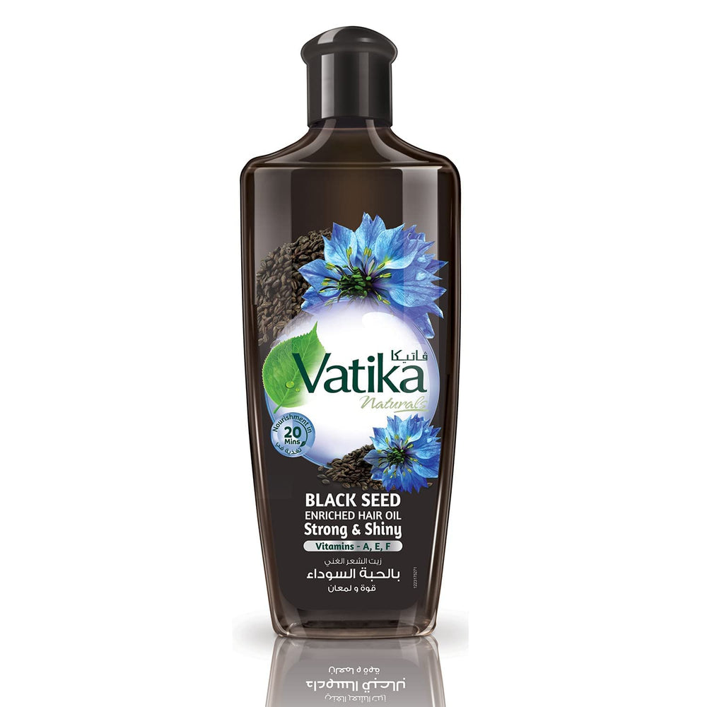Vatika Naturals huile nigelle enrichie, flacon 300 ml prêt à nourrir le cuir chevelu.