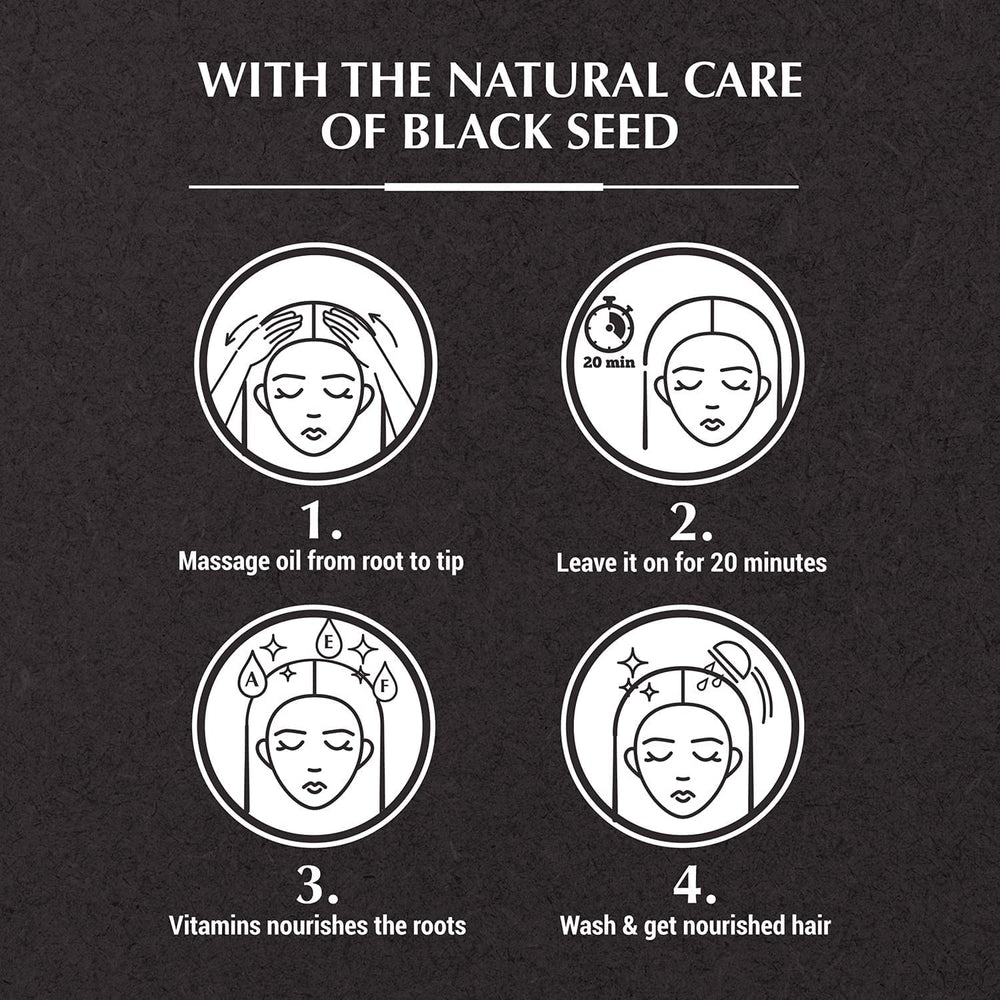 Soin nocturne nourrissant pour cheveux via l'huile nigelle Vatika Naturals.