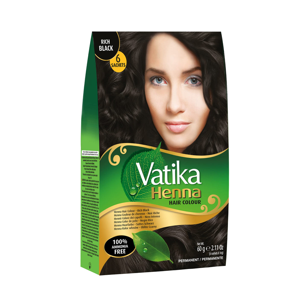 Vatika Naturals teinture noir riche pour une couleur durable et nourrissante.