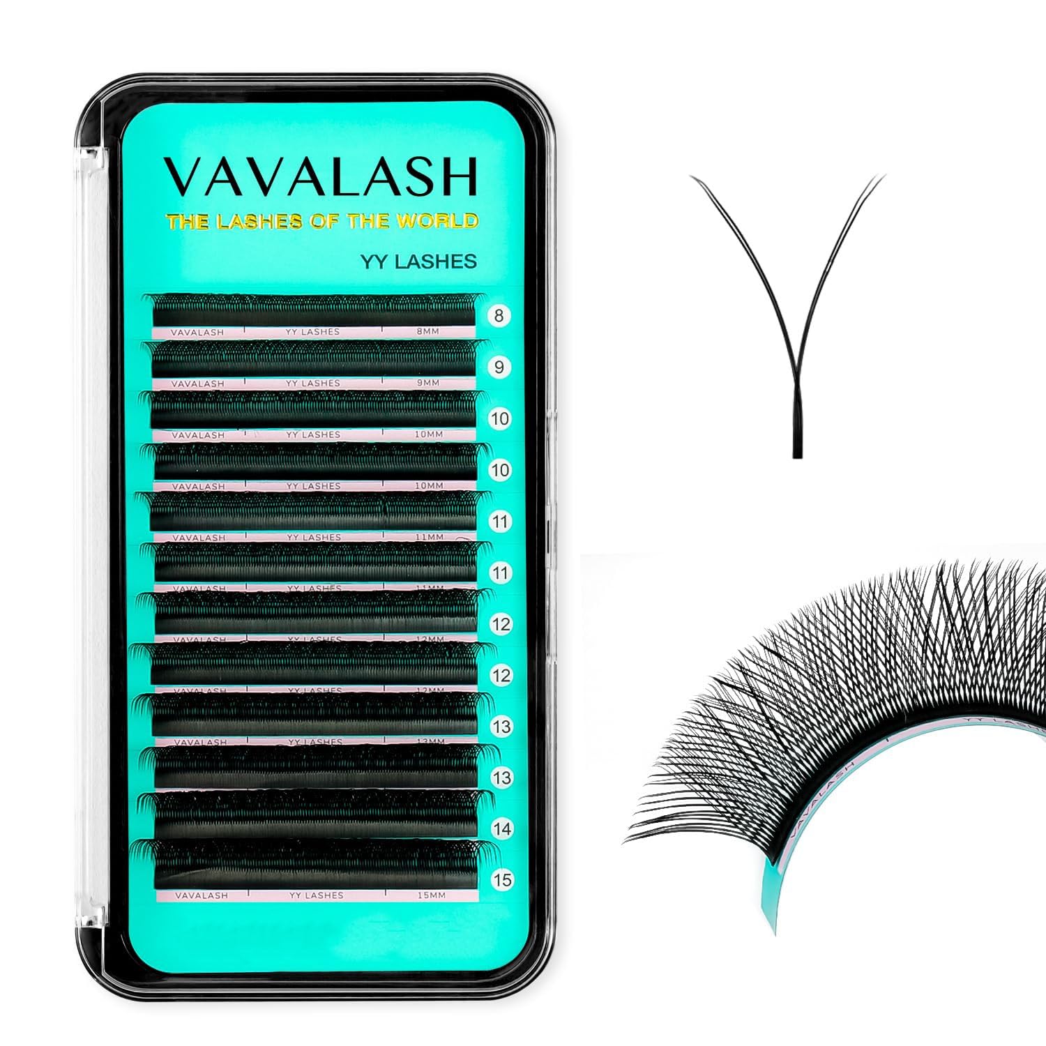 VAVALASH Extensions Y avec C Curl 0,07 mm et mix 8-15 mm, rendu naturel