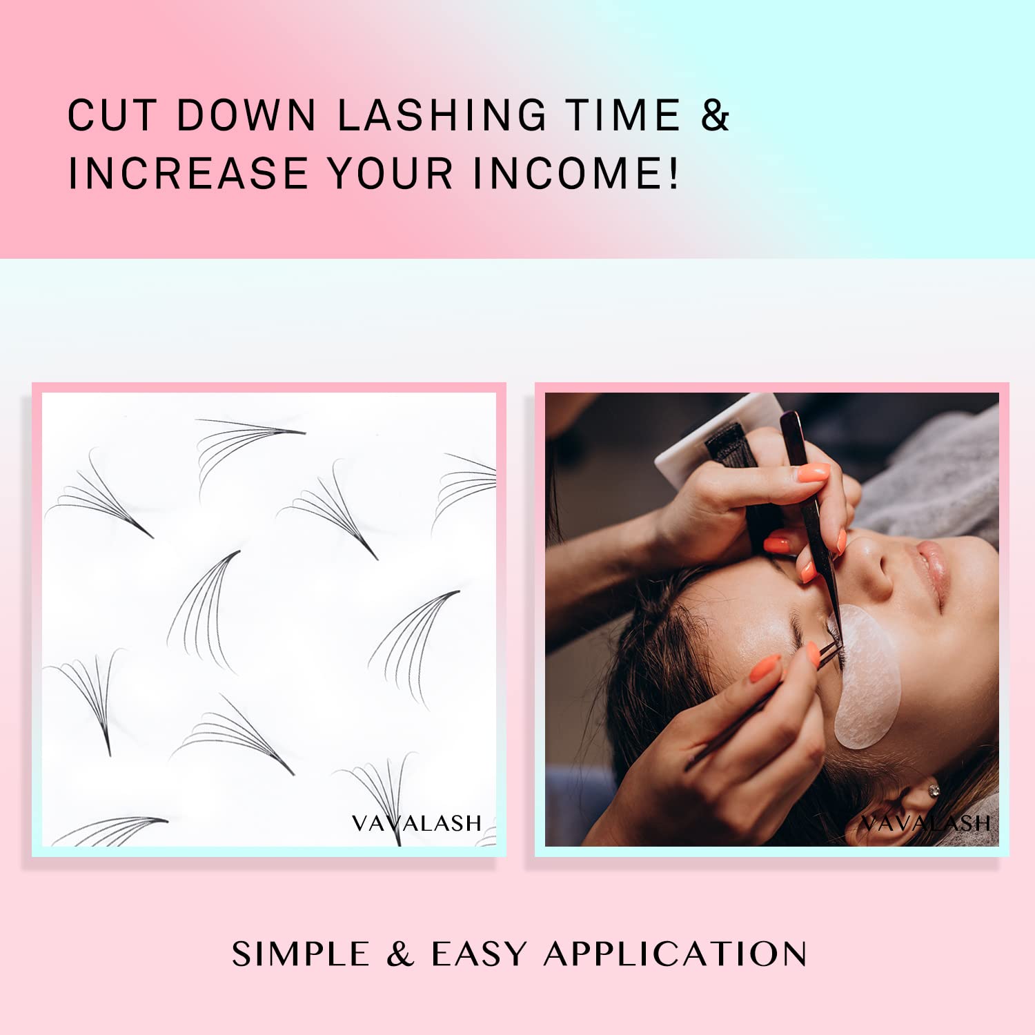 VAVALASH loose fans application demo illustrating efficient lash service workflow