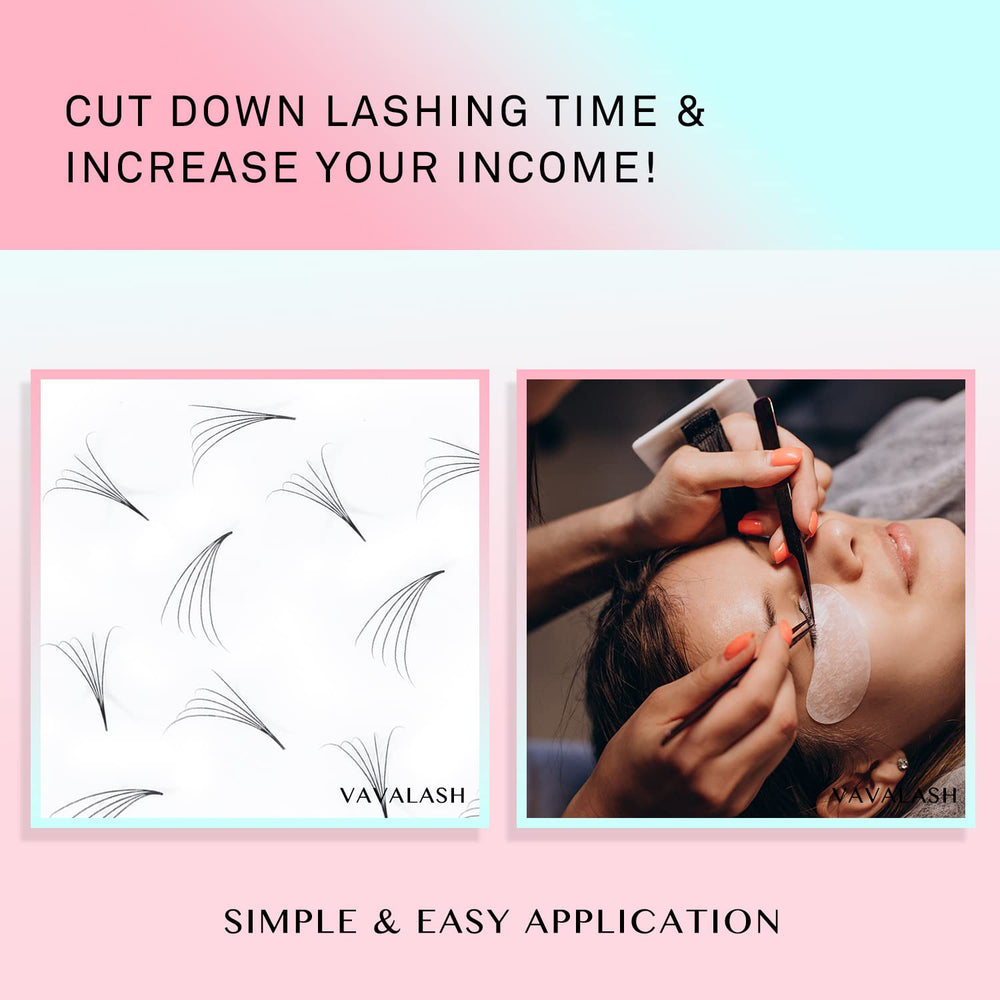 VAVALASH loose fans application demo illustrating efficient lash service workflow