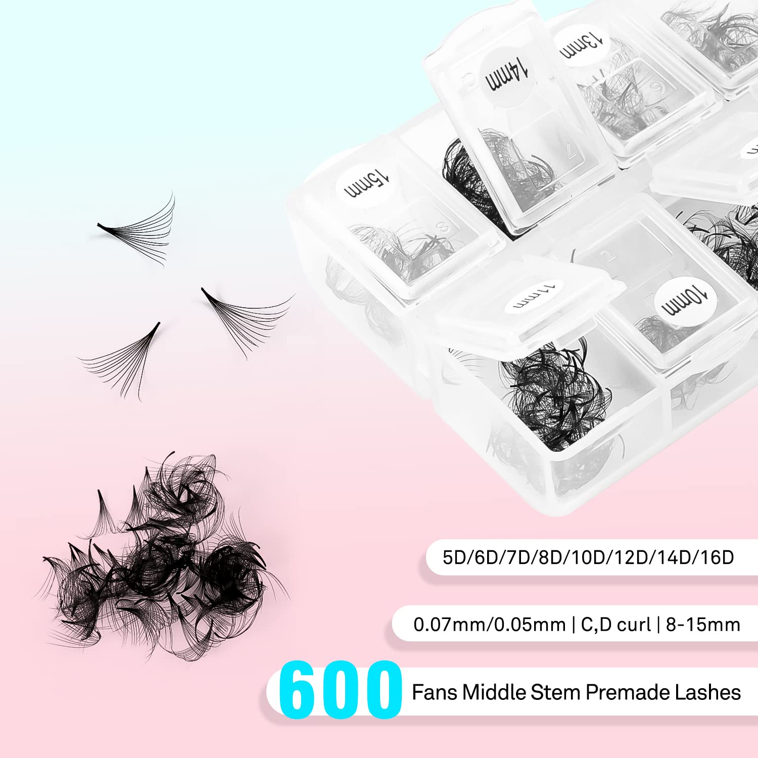 Soft black PBT premade fans from VAVALASH for natural-looking volume.
