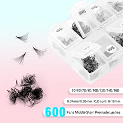 Soft black PBT premade fans from VAVALASH for natural-looking volume.