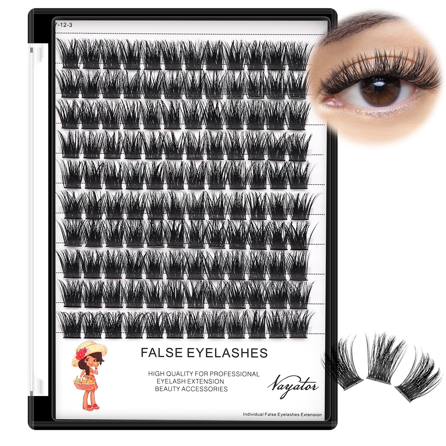 Cils Vayator, paquet 120 pièces, courbure en D pour un look polyvalent.