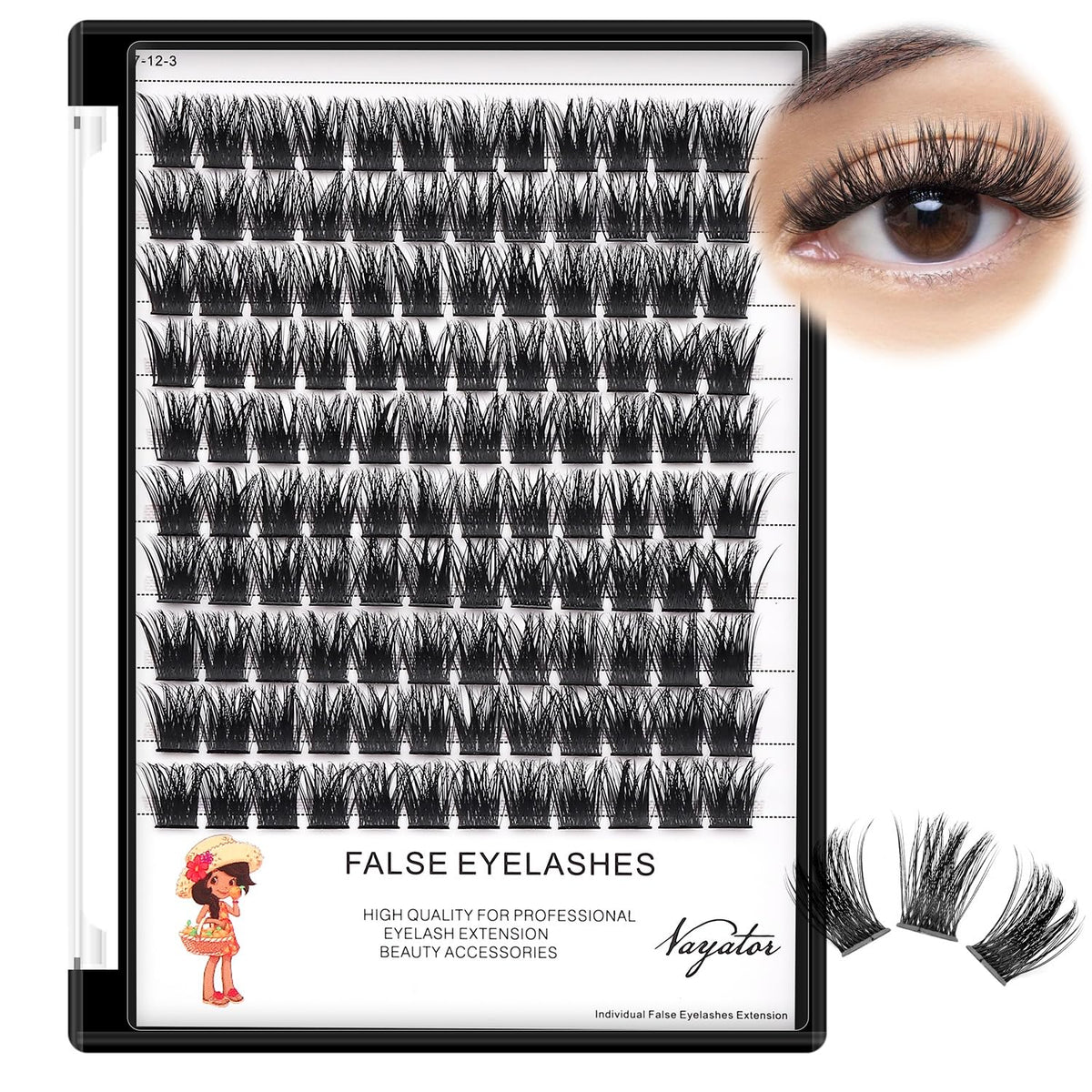 Cils Vayator, paquet 120 pièces, courbure en D pour un look polyvalent.