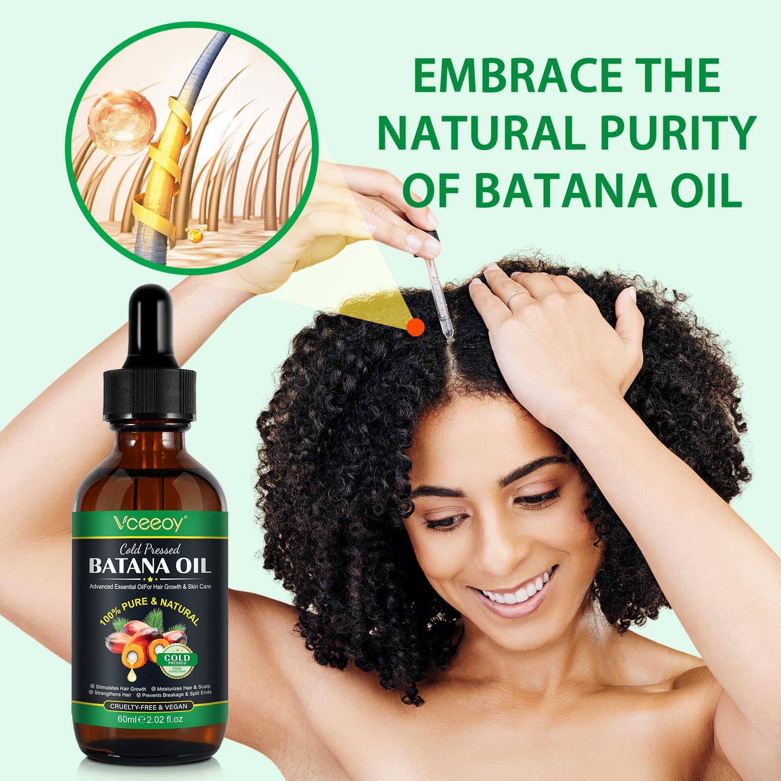 Vceeoy Batana Oil, cheveux brillants et hydratation des mèches